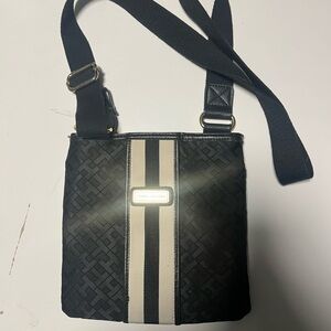Tommy Hilfiger Black and Cream Messenger Bag